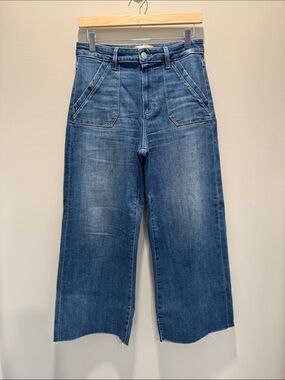PAIGE Anessa Cropped Wide-Leg Jeans in Medium Blue Wash